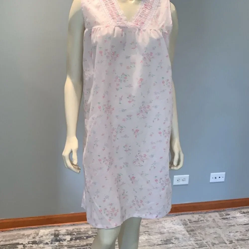 Vintage RIKKI New York Two‎ Piece Cotton Robe and Nightgown Set Size Small